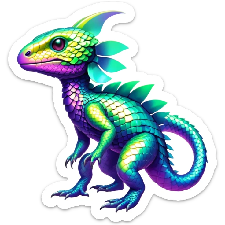 Tropical futuristic lush cool edgy neon Fionbri-Vernid-Elgyem-creature (full body) sticker