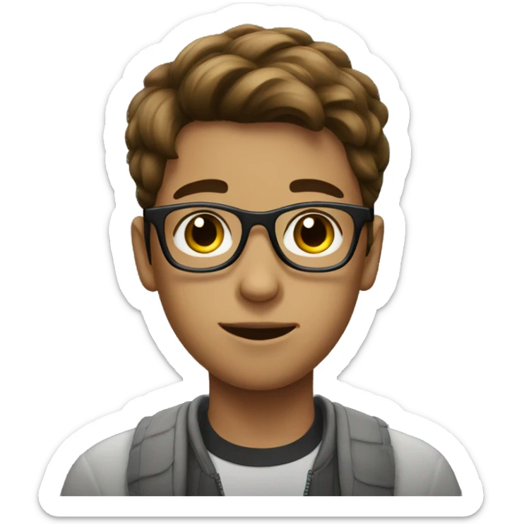 A teenager boy with black sweet and glasses (brown hair) sticker