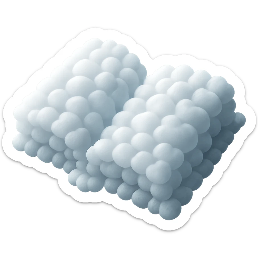 top view of a thick open book made entirely of small, very bright white fluffy convex clouds, matte glass style, no background sticker