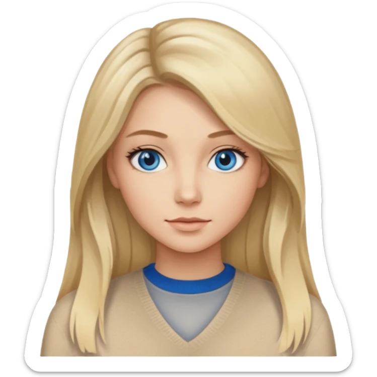 Blonde  balayage long hair Like Rapunzel Trend
women blue eyes  beige sweater sticker