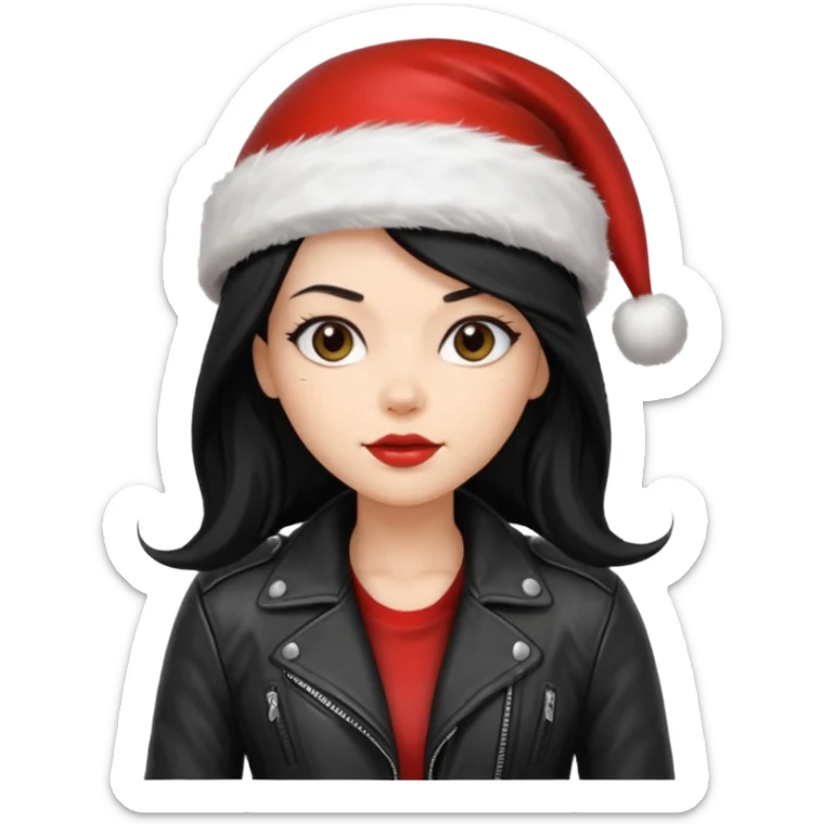 biker girl black long hair moto christmas h2R sticker