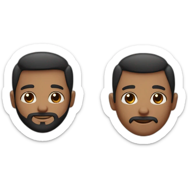 Gay couple with beard. one brown and blue eyes and the othe one black hair and brown eyes. sticker