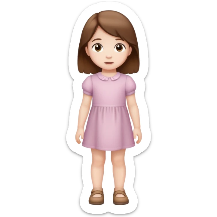 Pale toddler girl with brown hair standing up sticker
