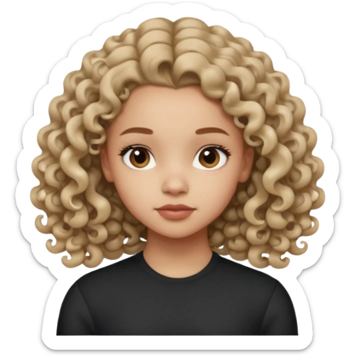 a girl looking off to the side, kind of looks like olivia rodrigo but with 3B curls sticker