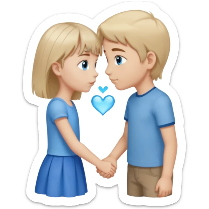 tall pale boy with blue eyes and medium length hair kissing a short girl with blue eyes and light brown shoulder length hair  sticker