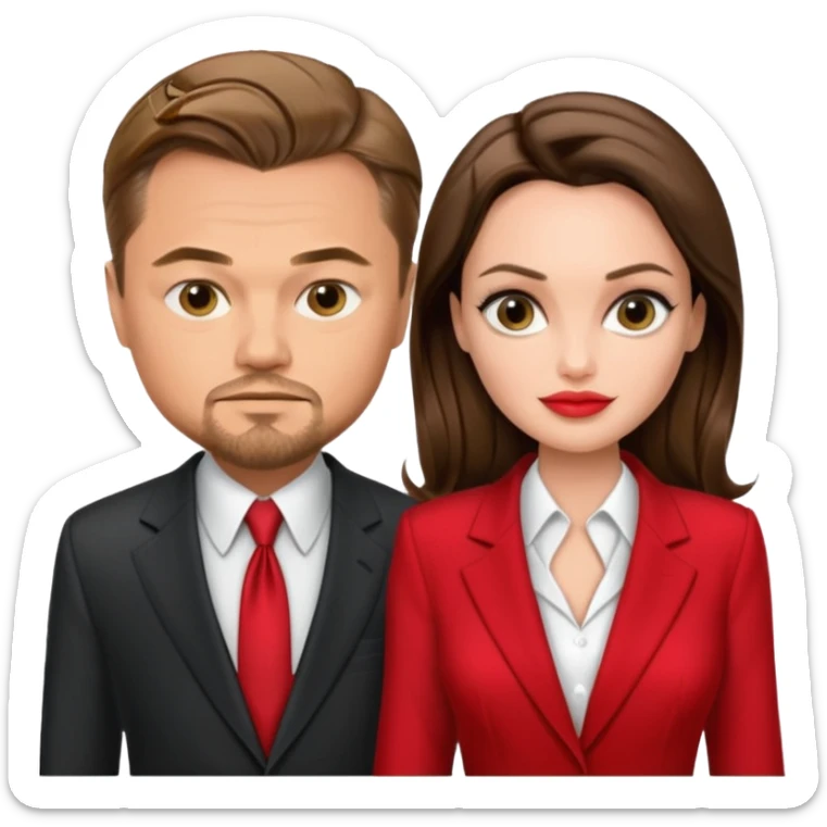 leonardo di caprio and Angelina Jolie in a red dress sticker