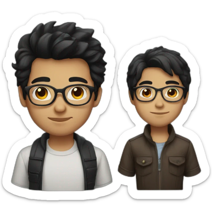 1 boy with glasses and black hair and 1 boy with brown hair  sticker