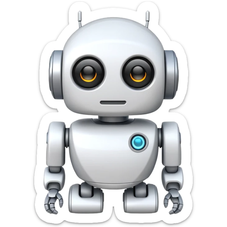 robot old cartoon simple kid toy white innocent funny gudget chatGPT round adorable sticker