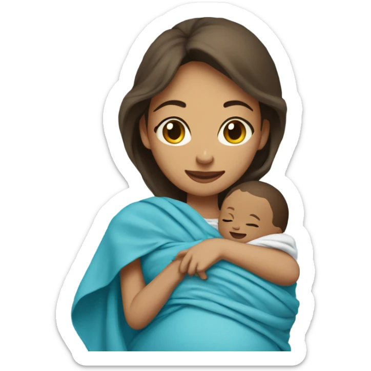 A pregnant woman resting on a hospital bed, holding her newborn baby wrapped snugly in a blue swaddle blanket.






 sticker