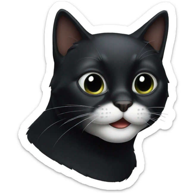 Black cat with white mouth sticker