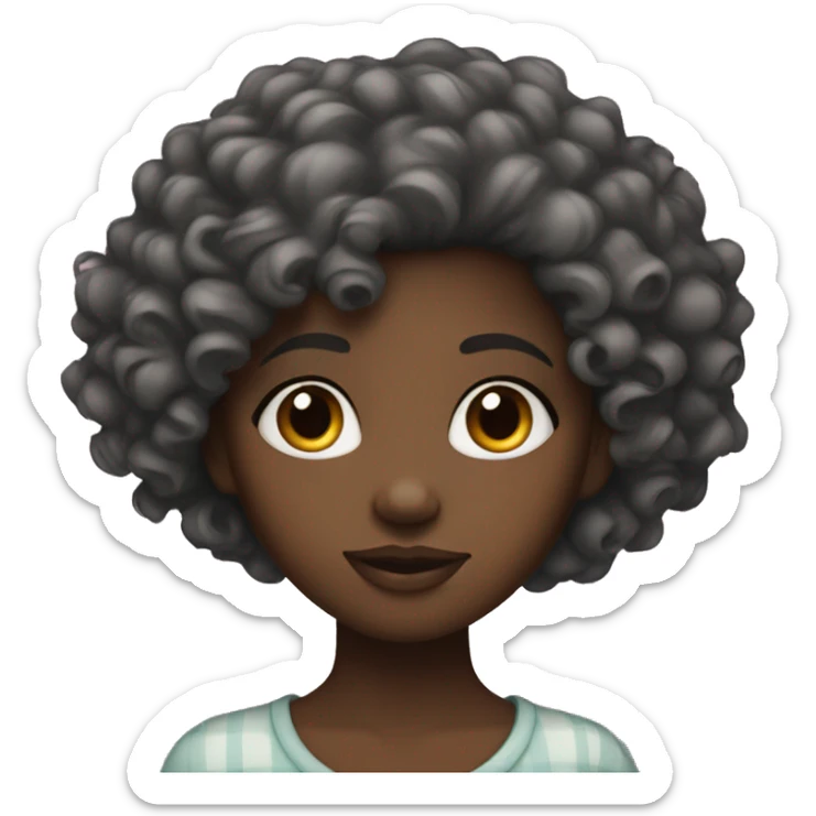 black girl with an oval face and curly hair  and a small piercing on the nose sticker