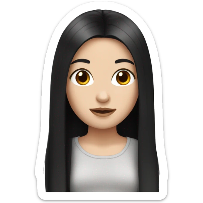 White girl with straight black hair sticker