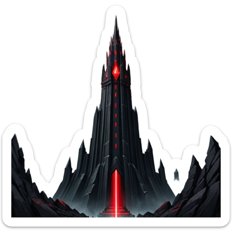Barad Dúr from Lord of the Rings, Dark, giant Tower, with red laser beams shooting into the sky sticker