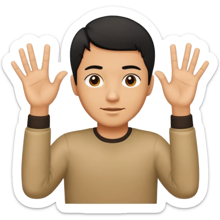 Make an emoji of a guy holding up two hands out like they're giving someone something or someone's giving them and right over those hands put six and seven on one hand each sticker
