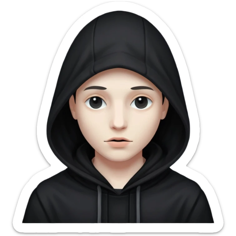 Mysterious Person with a black hood and a dark shadow onto of there face sticker