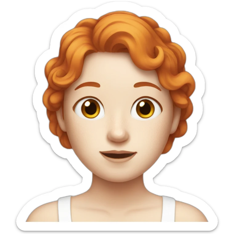 girl with ginger hair and a pale white face and freckles sticker