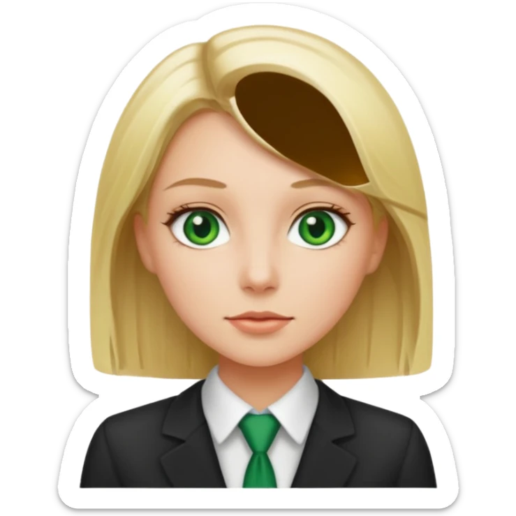 Green eyes office girl with straight hair blonde sticker
