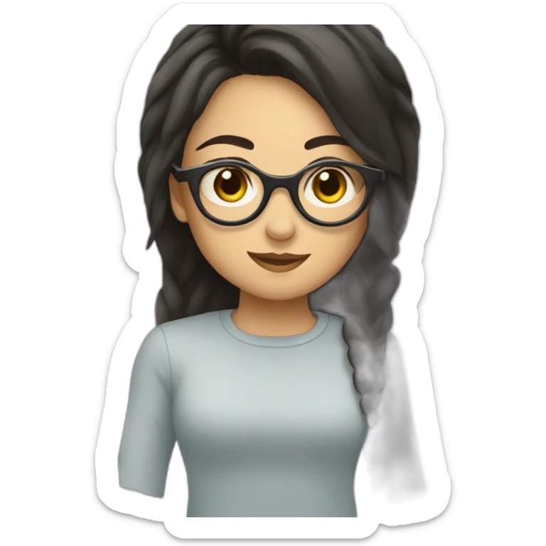 Truck and girl with glasses and dark hair sticker