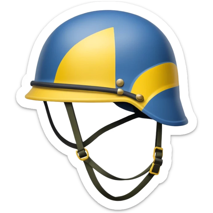 Ukrainian military helmet with blue and yellow colors, combat kevlar helmet sticker