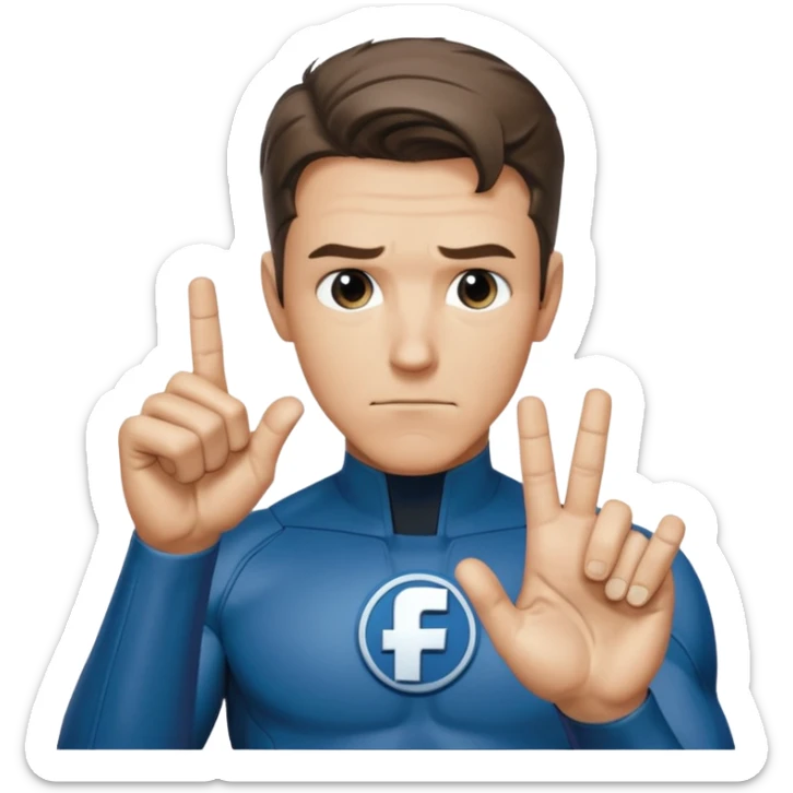 Reed Richard’s from the Fantastic 4 holding up 4 fingers thumb down out in front of himself  sticker
