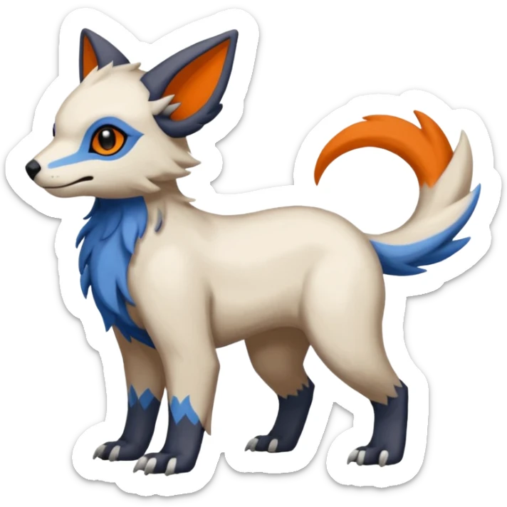 Dark deep-Brown with Beige, Orange, And Blue Linoone-Absol-Trico-Hybrid (Full body) sticker