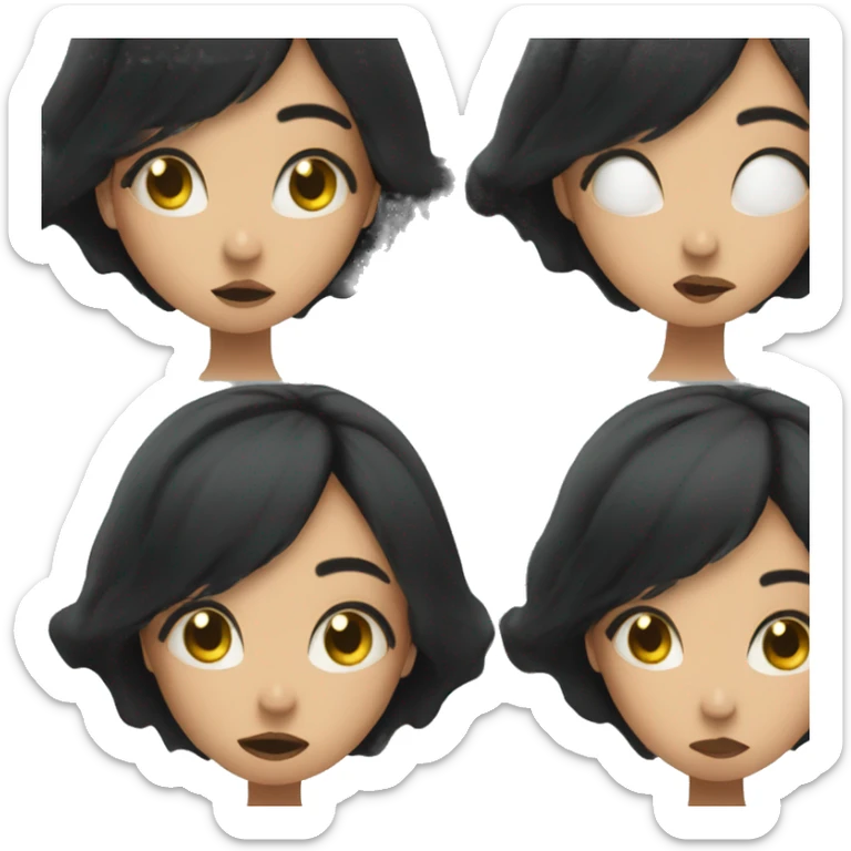 Girl with black hair side eying while smoke comes out of her mouth  sticker