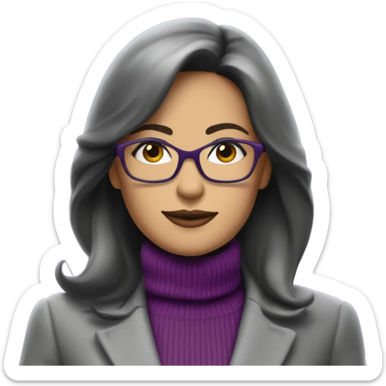 Full torso of Tv show Diana Prince wearing grey suit with purple turtleneck and eyeglasses  sticker