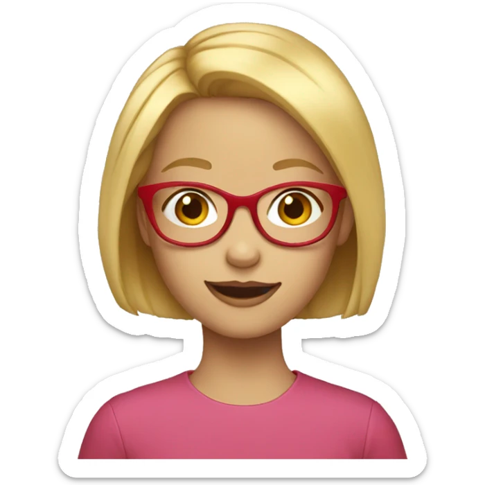 Make an emoji of a 10 year old girl with red glasses and blonde hair  sticker