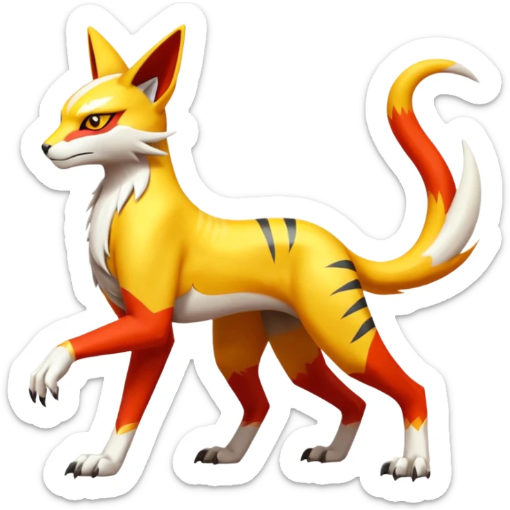Latias-Koraidon-Renamon-Zeraora-Bastet-Fakémon-fusion-creature, full body sticker