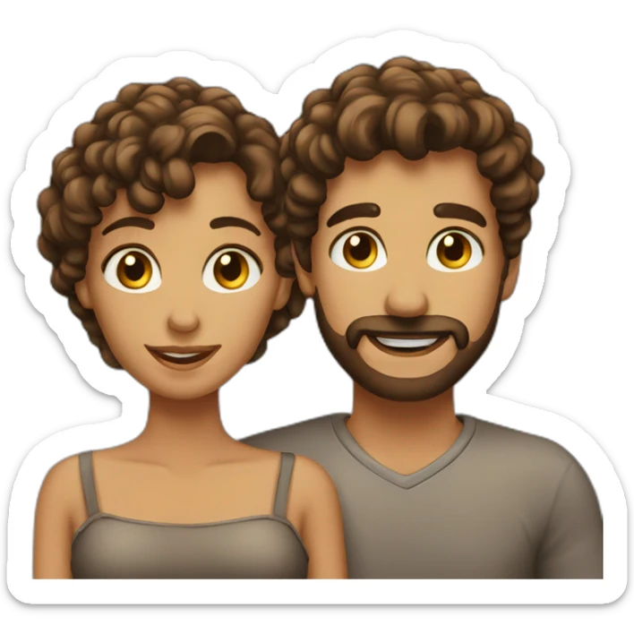 Couple-of-smooth-hair-and-brown-curl sticker