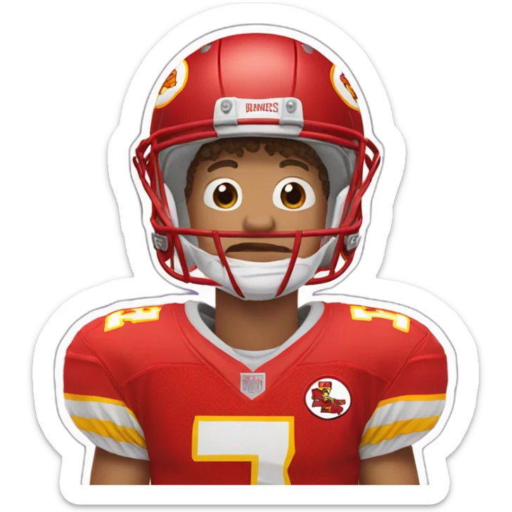 Mahomes with butterfly wings in his back crying with a football in his hands sticker
