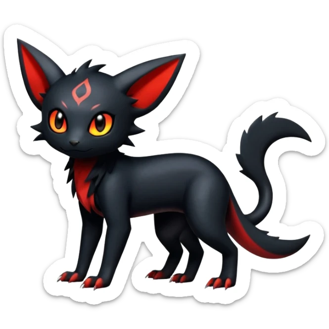 Dark Cute Shiny Edgy Litten-Salandit-Umbreon-Fakémon-hybrid-creature (full body)  sticker