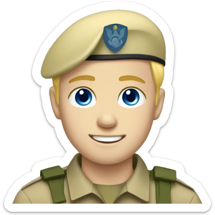 boy with blonde hair and blue eyes in the military  sticker