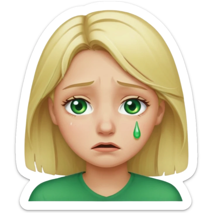 the girl is that criying she has green eyes and blondhair  sticker
