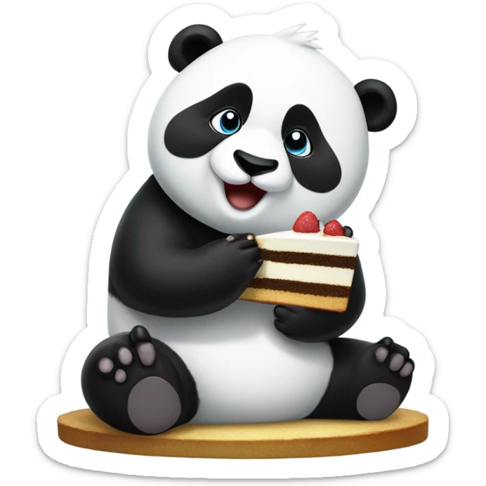 Panda eating cake sticker