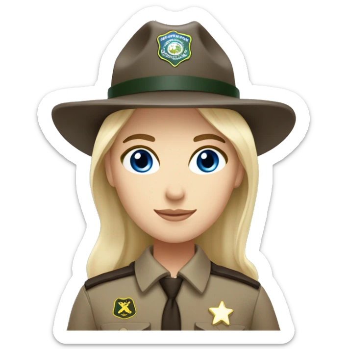 park ranger white girl with dark hair and blue eyes sticker