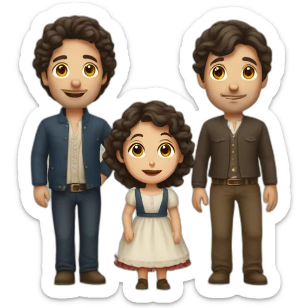 French folk family, with dark brown hair, brown sticker