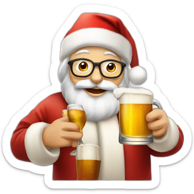 Père Noël qui offre un verre de bière à un enfant comme cadeau sticker