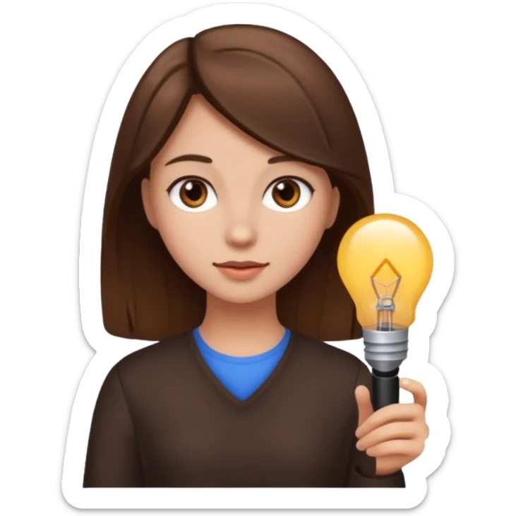 Kahverengi biraz açık ve kapalı saç renkli kız sticker