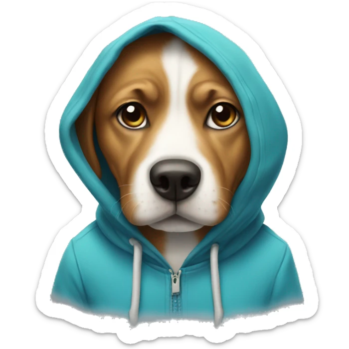 Dog wearing a hoodie sticker