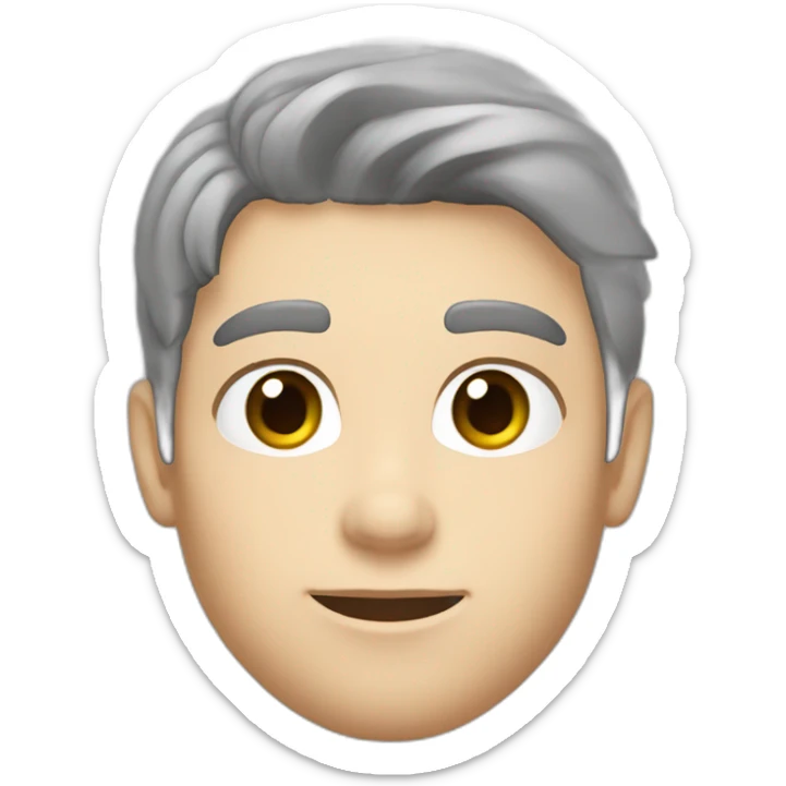 overgrown, brown hair, thin, gray eyes, white skin tone, athletic clothing style sticker