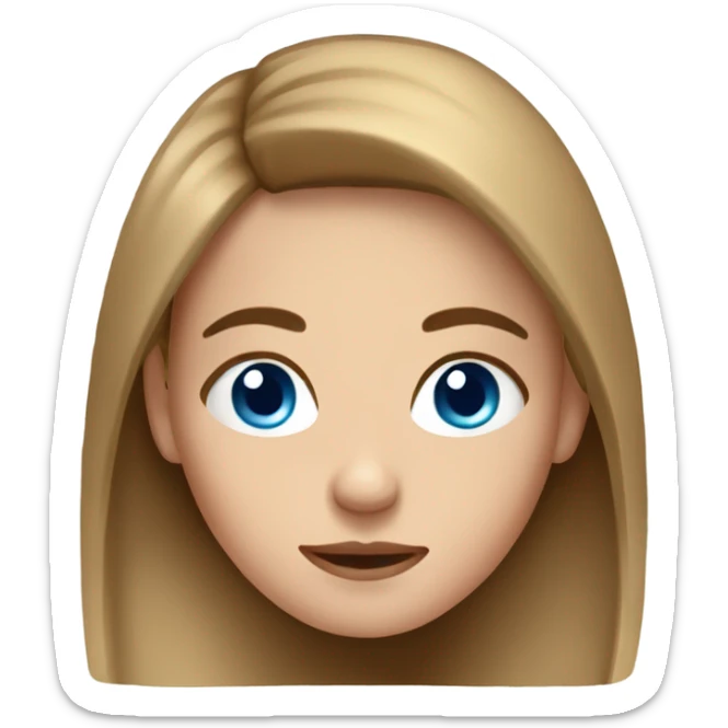 Woman with light brown hair and blue eyes,  looking at nails, with disinterested look sticker