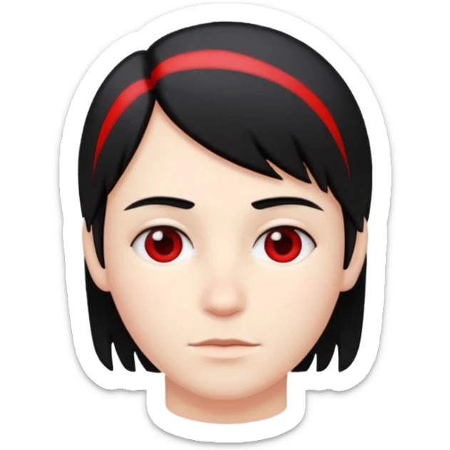 Fait une personne blanche avec des cheveux noir mais un coter rouge sticker