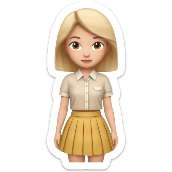 A 3D cartoon outfit with a blouse and skirt arranged together, clean background, natural light, realistic Memoji-style look. sticker