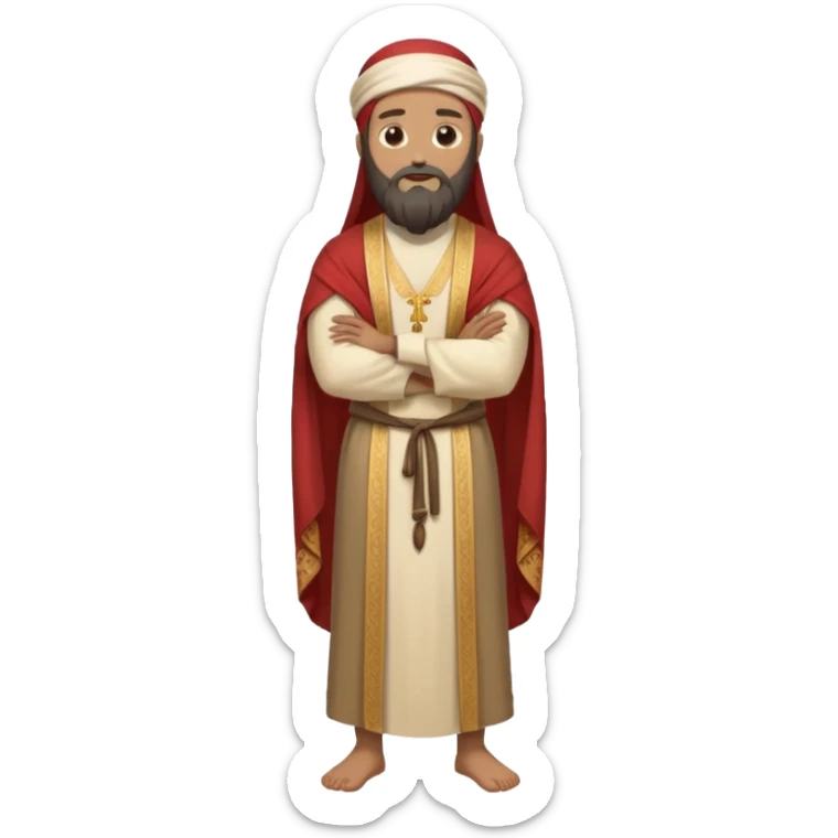 fullbody Pharisee, arms crossed, traditional robes, beard, head covering, standing sticker