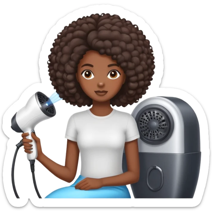 Black girl at hair salon under hair dryer sticker
