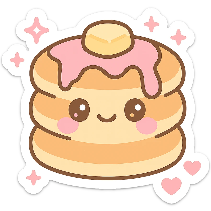 aesthetic pancake, teenage girly style, cute, pink accents, sparkles, playful details sticker