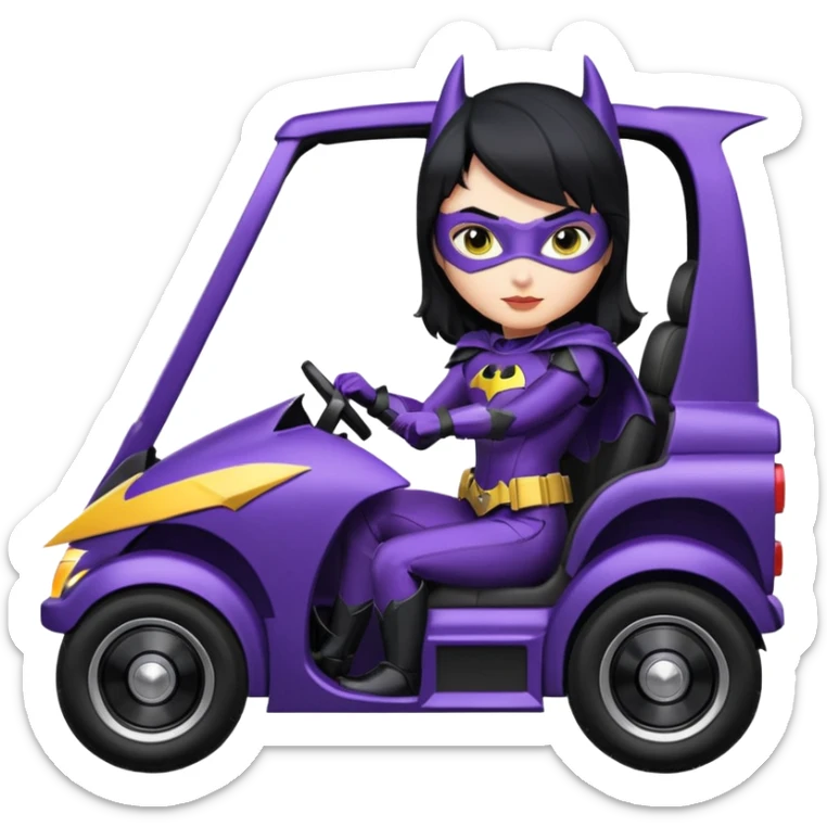 I:16 scale racing sexy fitted Batgirl’s buxom attractively armored midnight-colored tight outfit tv series style dark knight stealthy accurate sporty safe plush deluxe off-road pursuit drifting F1 town car (black hair, riding in seat) rally vehicle  sticker