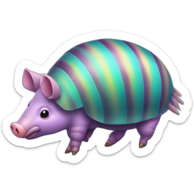 Iridescent spotted striped cyan purple gradient pig armadillo cow centipede insect sticker