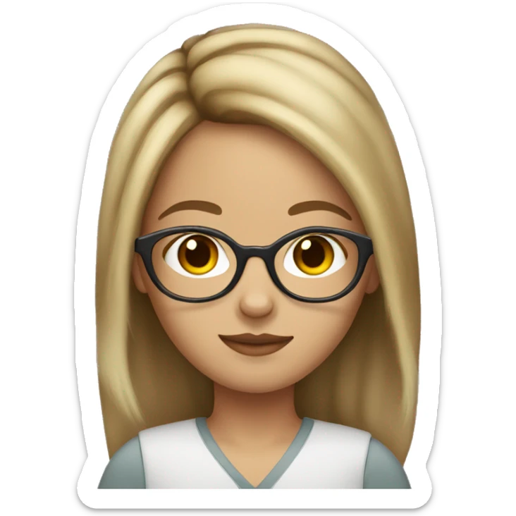 girl with brown hair and blonde highlights and cat eye glasses sticker